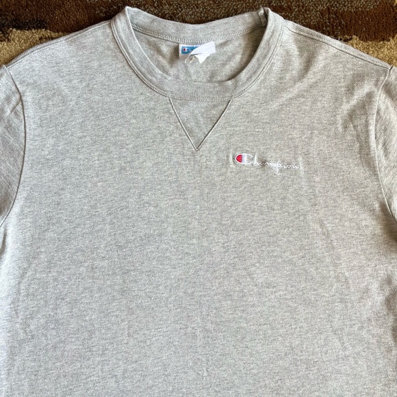 Champion Boyfriend Tee Dress, Womens L, Gray Mid Weight Cotton Logo Crewneck - Picture 2 of 7